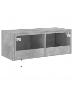 Mobile TV a Parete con Luci LED Grigio Cemento 80x35x31 cm