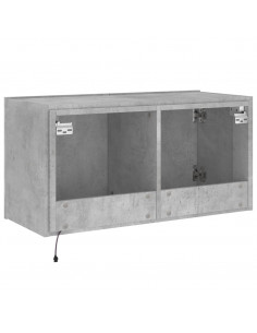 Mobile TV a Parete con Luci LED Grigio Cemento 80x35x41 cm