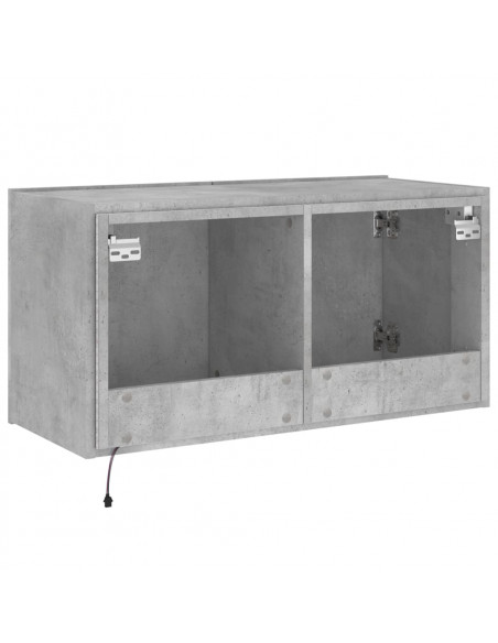 Mobile TV a Parete con Luci LED Grigio Cemento 80x35x41 cm