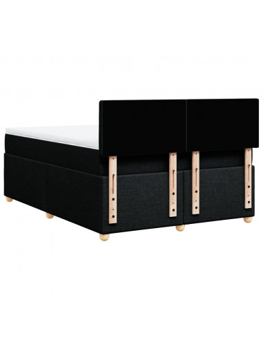 Giroletto a Molle con Materasso Nero 160x200 cm in Tessuto