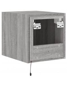 Mobile TV a Parete con Luci LED Grigio Sonoma 30,5x35x30 cm