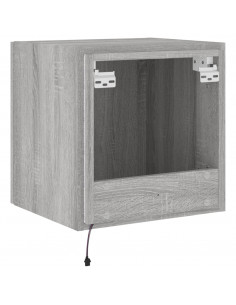 Mobile TV a Parete con Luci LED Grigio Sonoma 40,5x35x40 cm