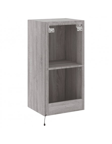 Mobile TV a Parete con Luci LED Grigio Sonoma 40,5x35x80 cm