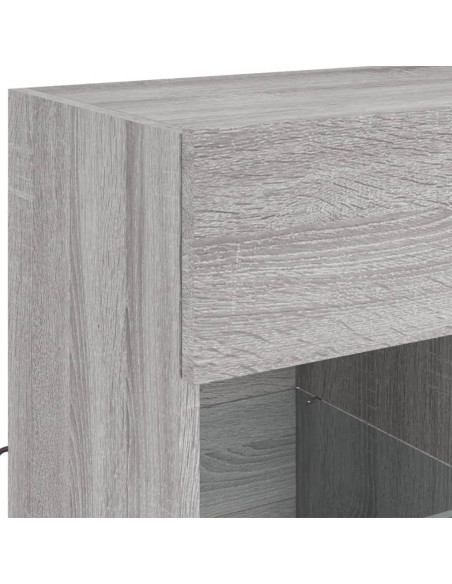 Mobile TV a Parete con Luci LED Grigio Sonoma 58,5x30x60,5 cm