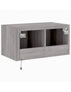 Mobile TV a Parete con Luci LED Grigio Sonoma 60x35x31 cm