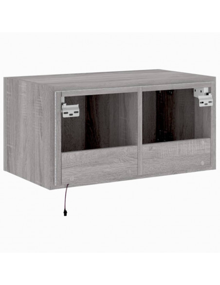 Mobile TV a Parete con Luci LED Grigio Sonoma 60x35x31 cm