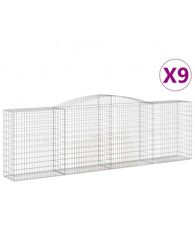 Cesti Gabbioni ad Arco 9 pz 400x50x120/140 cm Ferro Zincato