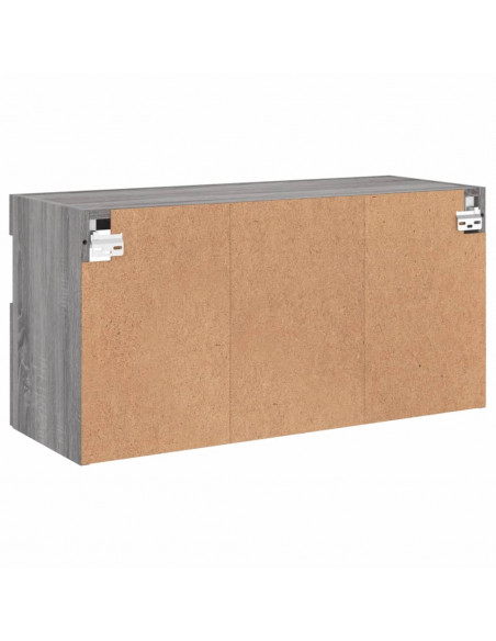 Mobile TV a Parete con Luci LED Grigio Sonoma 80x30x40 cm