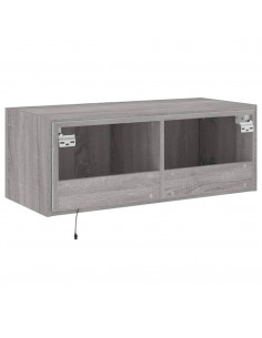 Mobile TV a Parete con Luci LED Grigio Sonoma 80x35x31 cm