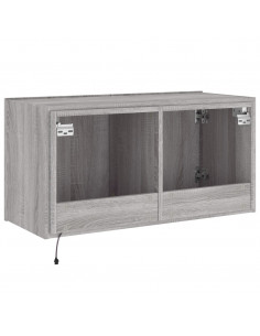 Mobile TV a Parete con Luci LED Grigio Sonoma 80x35x41 cm