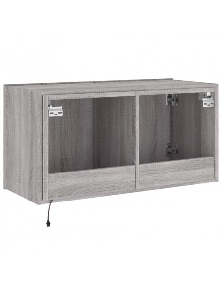 Mobile TV a Parete con Luci LED Grigio Sonoma 80x35x41 cm