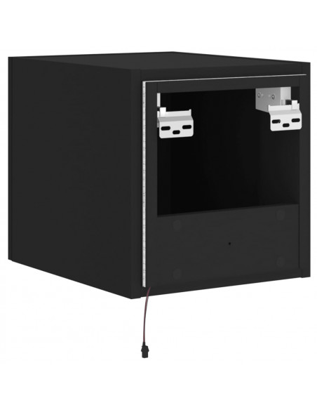 Mobile TV a Parete con Luci LED Nero 30,5x35x30 cm