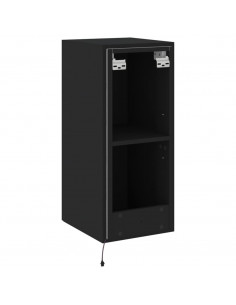 Mobile TV a Parete con Luci LED Nero 30,5x35x70 cm