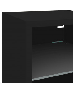 Mobile TV a Parete con Luci LED Nero 30x28,5x30 cm