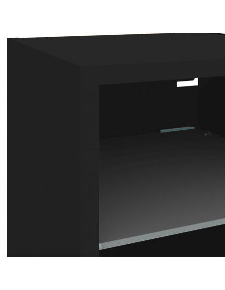 Mobile TV a Parete con Luci LED Nero 30x28,5x30 cm