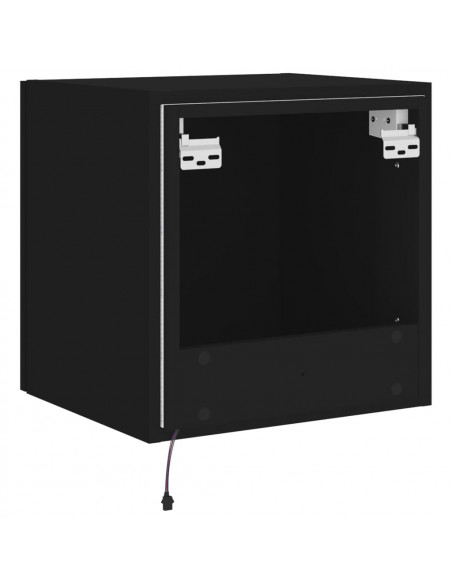 Mobile TV a Parete con Luci LED Nero 40,5x35x40 cm