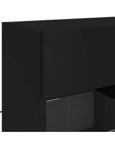 Mobile TV a Parete con Luci LED Nero 78,5x30x60,5 cm