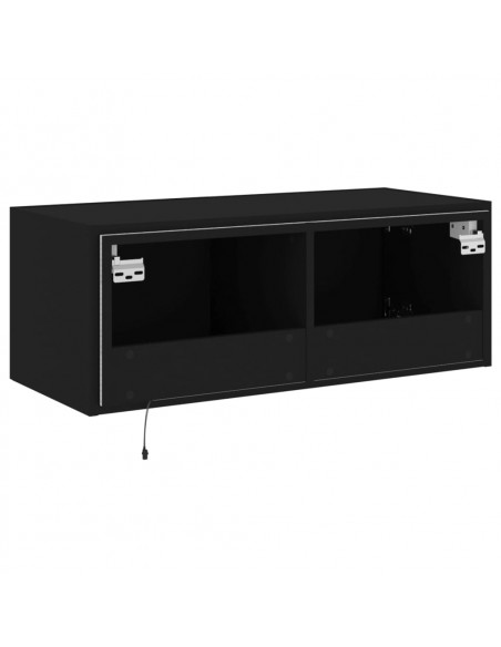 Mobile TV a Parete con Luci LED Nero 80x35x31 cm