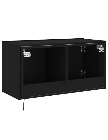 Mobile TV a Parete con Luci LED Nero 80x35x41 cm