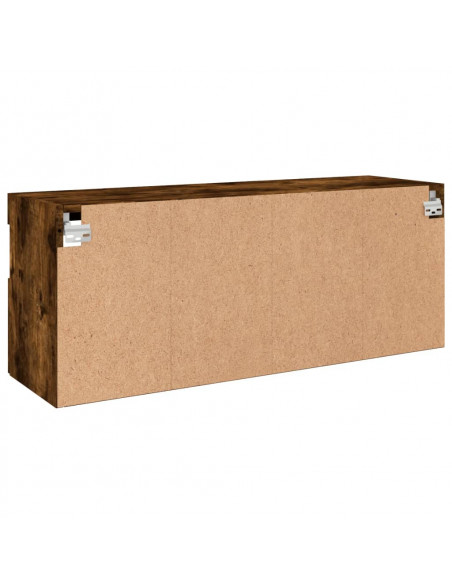 Mobile TV a Parete con Luci LED Rovere Fumo 100x30x40 cm