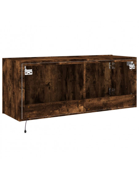 Mobile TV a Parete con Luci LED Rovere Fumo 100x35x41 cm