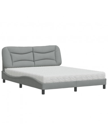 Letto con Materasso Grigio Chiaro160x200 cm Tessuto
