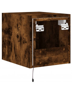 Mobile TV a Parete con Luci LED Rovere Fumo 30,5x35x30 cm