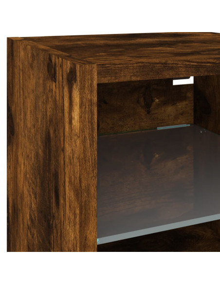 Mobile TV a Parete con Luci LED Rovere Fumo 30x28,5x30 cm