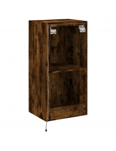 Mobile TV a Parete con Luci LED Rovere Fumo 40,5x35x80 cm