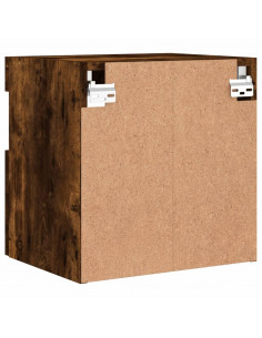 Mobile TV a Parete con Luci LED Rovere Fumo 40x30x40 cm