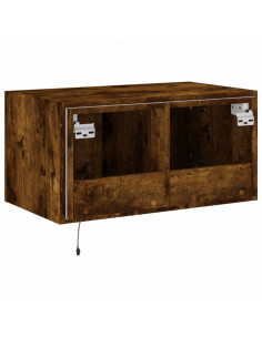 Mobile TV a Parete con Luci LED Rovere Fumo 60x35x31 cm