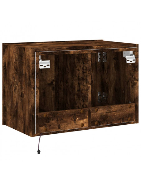 Mobile TV a Parete con Luci LED Rovere Fumo 60x35x41 cm