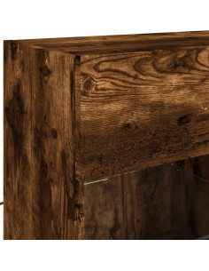 Mobile TV a Parete con Luci LED Rovere Fumo 78,5x30x60,5 cm