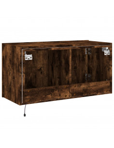 Mobile TV a Parete con Luci LED Rovere Fumo 80x35x41 cm