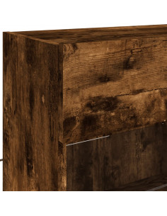 Mobile TV a Parete con Luci LED Rovere Fumo 98,5x30x60,5 cm