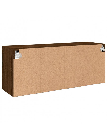 Mobile TV a Parete con Luci LED Rovere Marrone 100x30x40 cm
