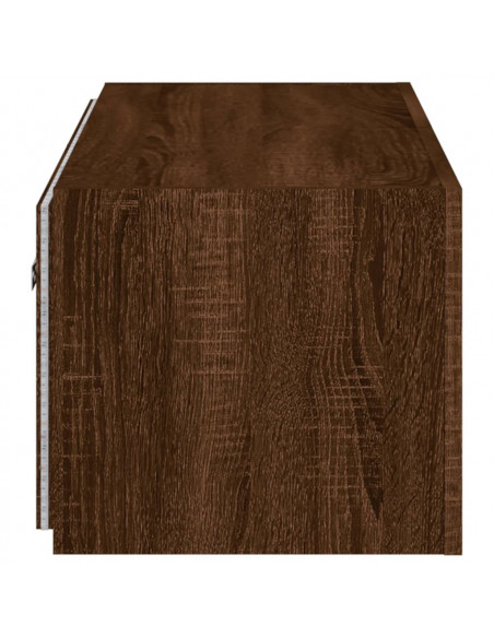 Mobile TV a Parete con Luci LED Rovere Marrone 100x35x31 cm