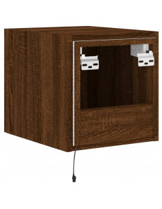 Mobile TV a Parete con Luci LED Rovere Marrone 30,5x35x30 cm