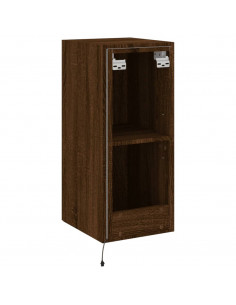 Mobile TV a Parete con Luci LED Rovere Marrone 30,5x35x70 cm