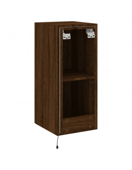 Mobile TV a Parete con Luci LED Rovere Marrone 30,5x35x70 cm