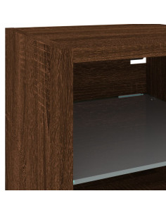 Mobile TV a Parete con Luci LED Rovere Marrone 30x28,5x30 cm