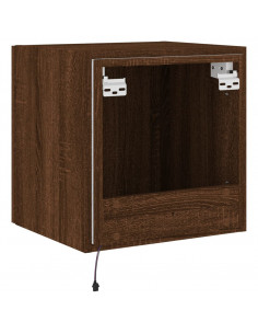 Mobile TV a Parete con Luci LED Rovere Marrone 40,5x35x40 cm