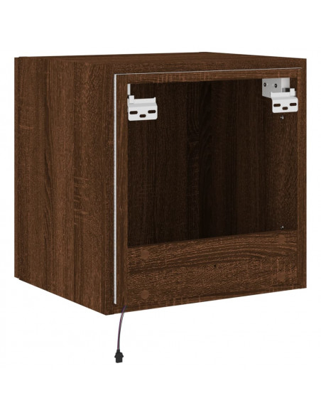 Mobile TV a Parete con Luci LED Rovere Marrone 40,5x35x40 cm