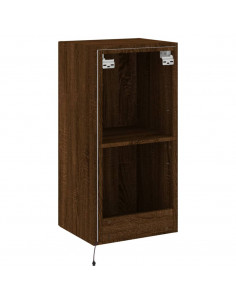 Mobile TV a Parete con Luci LED Rovere Marrone 40,5x35x80 cm