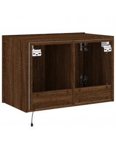 Mobile TV a Parete con Luci LED Rovere Marrone 60x35x41 cm