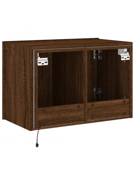Mobile TV a Parete con Luci LED Rovere Marrone 60x35x41 cm