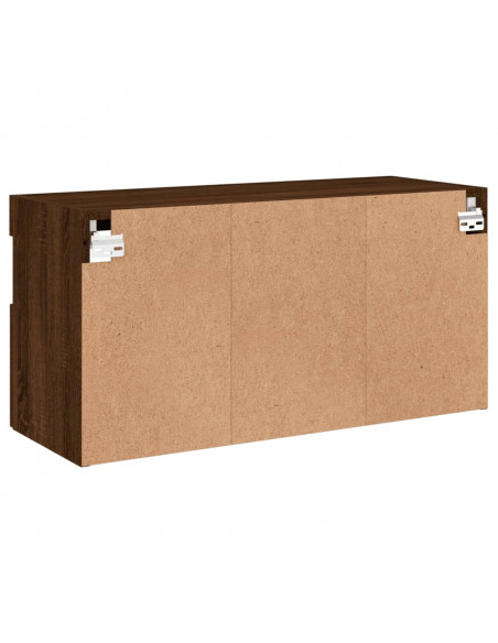Mobile TV a Parete con Luci LED Rovere Marrone 80x30x40 cm