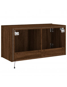 Mobile TV a Parete con Luci LED Rovere Marrone 80x35x41 cm