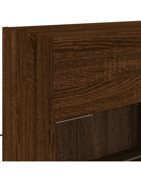 Mobile TV a Parete con Luci LED Rovere Marrone 98,5x30x60,5 cm