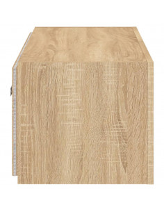 Mobile TV a Parete con Luci LED Rovere Sonoma 100x35x31 cm